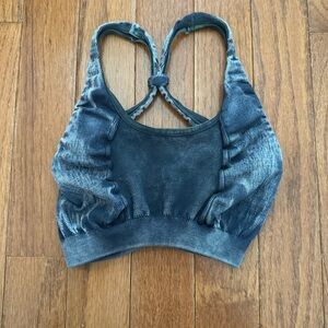 Intimately Free People Washed Teal Knotted Racerback Sports Bralette